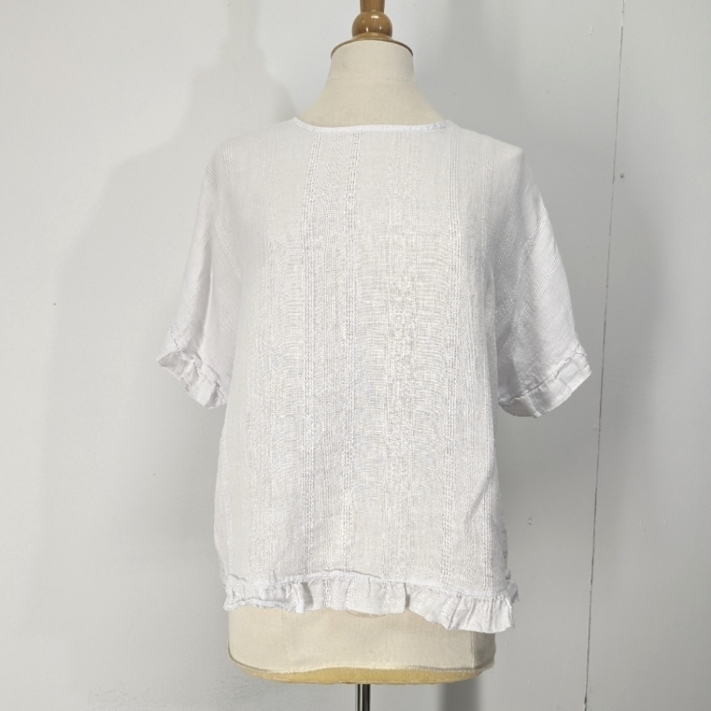 Lina Tomei White Oversized Linen Top Langenlook Boxy Italy M Summer
